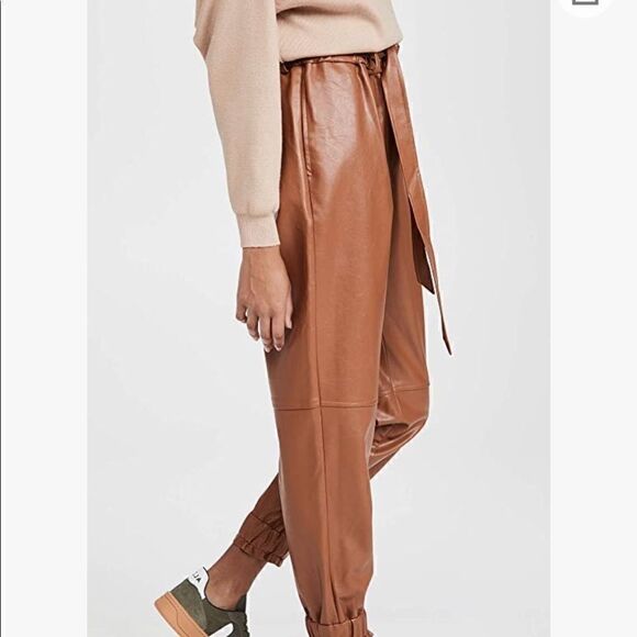 WAYF Faux Leather Paperbag Waist Pants M - Picture 8 of 9